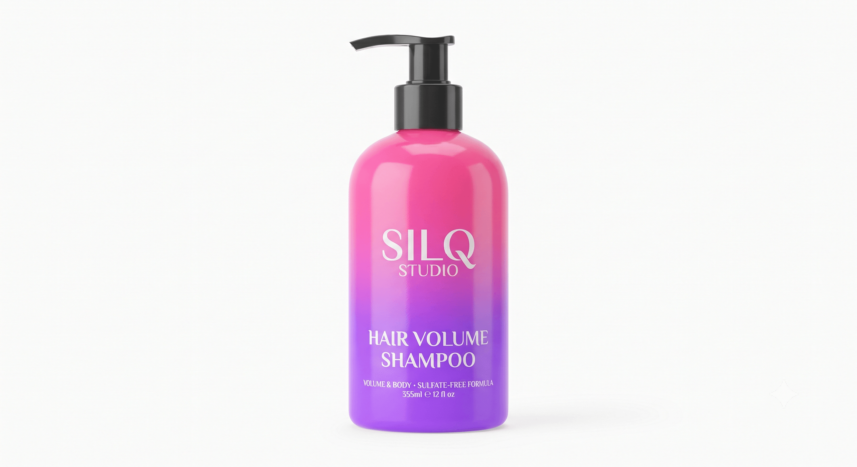 SILQ Studio Hair Volume Shampoo, 355 ml bottle in magenta-to-violet ombré packaging